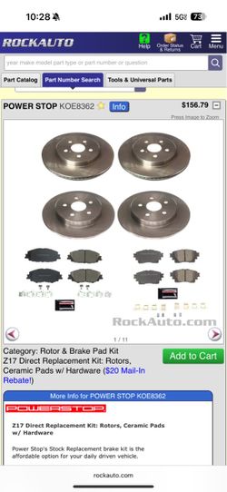 Power Stop Rear brake kit for Toyota Corolla