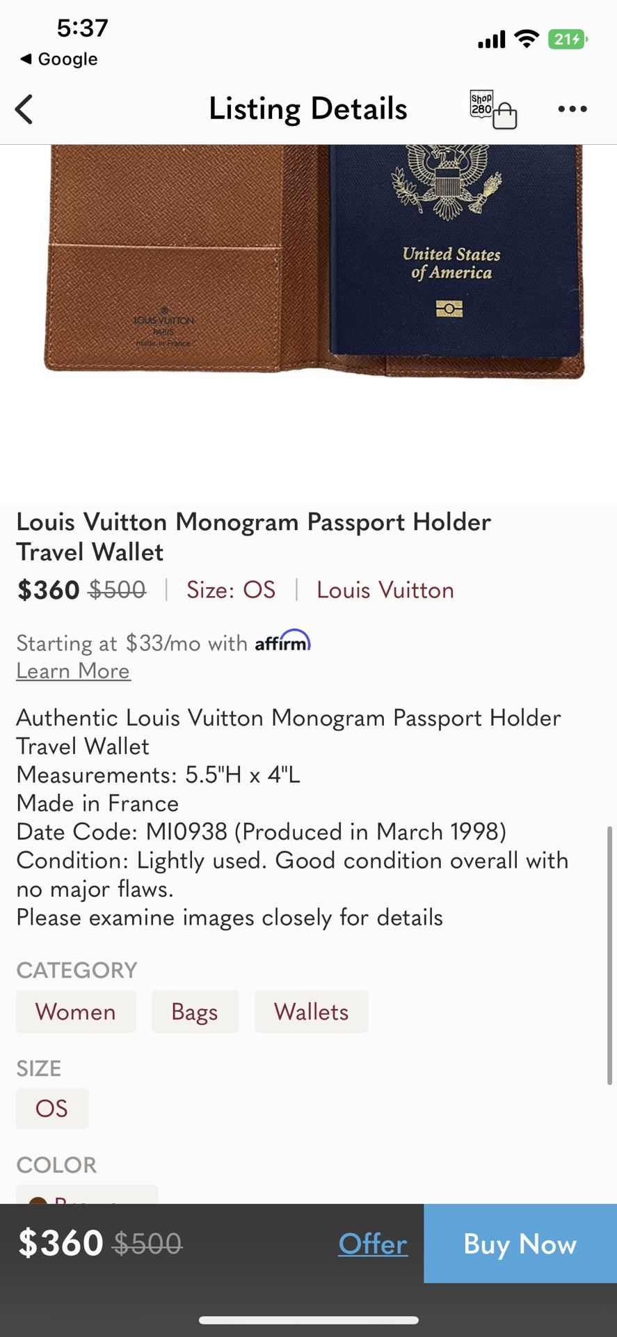 Louis Vuitton Passport Holder for Sale in Irvine, CA - OfferUp