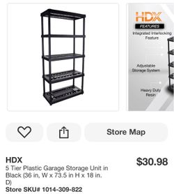 HDX 5-Tier Plastic Garage Storage Shelf Black