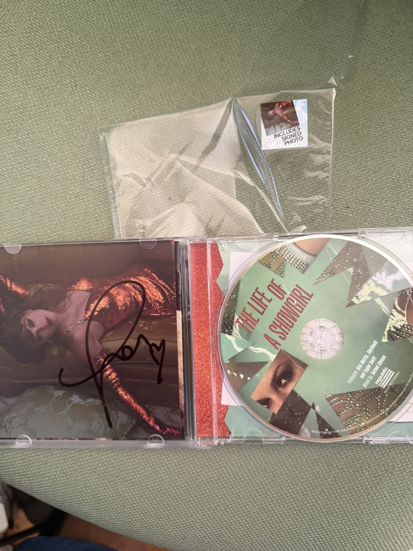 Taylor Swift “The Life of a Showgirl” CD + Hand-Signed Photo 2 -In Hand