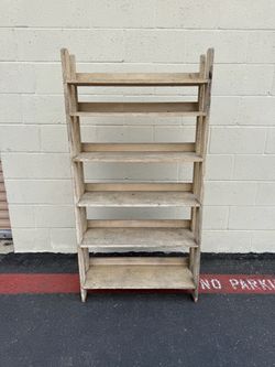 Vintage Rustic Solid Wood 6-Tier Bookshelf | Farmhouse Display Shelf