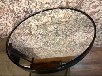 24” Round Mirror with black frame