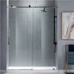 WOODBRIDGE Brand Frameless Shower Doors 56-60" Width x 76"Height with 3/8" Clear Tempered Glass in Brushed Nickel/Chrome/Matte Black/Brushed Gold