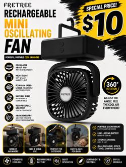Electric fan portable power bank, light