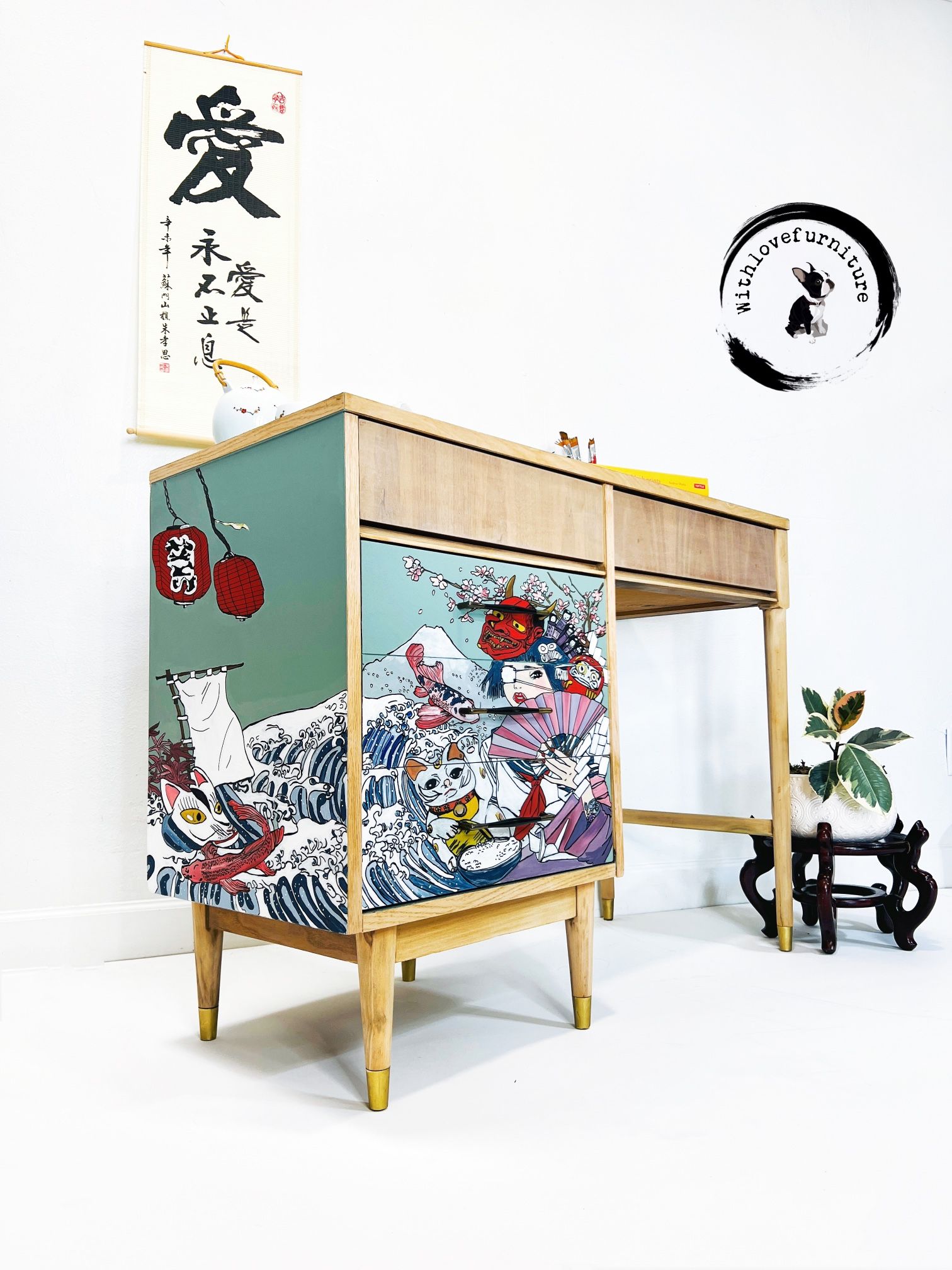 Mid Century Modern Desk / Japanese inspired Desk/ Makeup Table