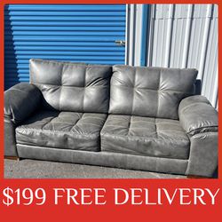 Gray REAL LEATHER COUCH sectional couch sofa recliner (FREE CURBSIDE DELIVERY) 