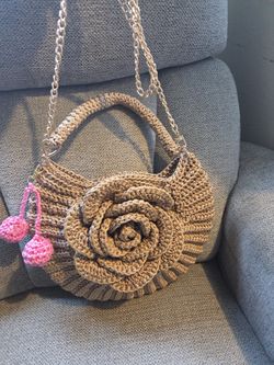 Bolsas Rosa 3D Tejidas Crochet