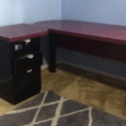 Custom Made Pink Desk And File Cabinet 