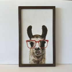 Llama w Glasses Framed Art