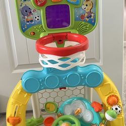 Toy Car Steering Wheel & Basket Ball Hoop/ Soccer Goal