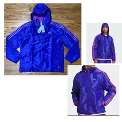 Adidas Men’s Sunglass Woven Jacket Semi Lucid Blue Men’s sz Medium NEW! 
