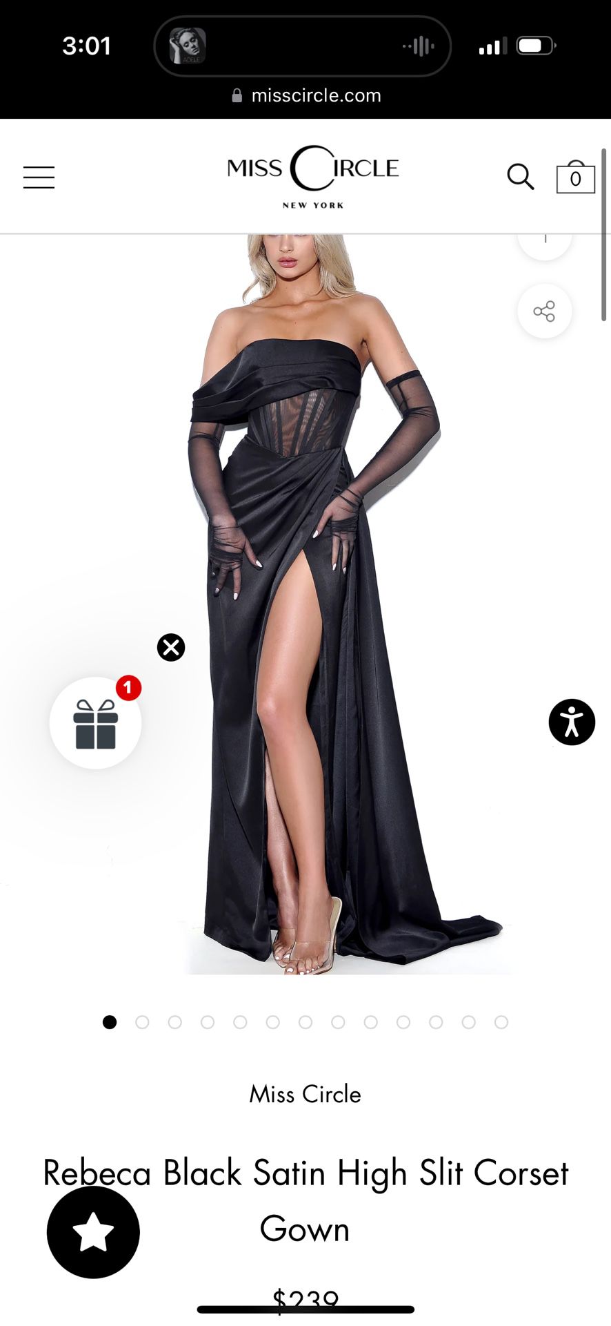 Black Satin High Slit Corset Gown/ PROM Dress