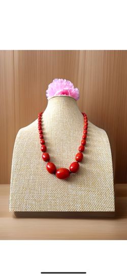 Vintage,Rare,Graduated,Knotted Maroon Red Amber Bakelite Necklace 21”in & 28grams