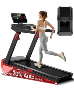 Foldable Treadmill 20% AUTO Incline with Pulse Sensors 8.7MPH