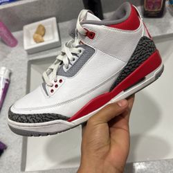 Fire Red 3s Size 8.5