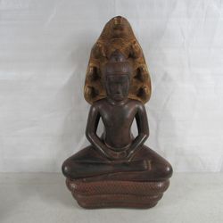 Artisans D'angkor Cambodia Buddha Meditating On Cobra Snake Statue 16"
