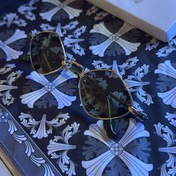 Chrome Hearts Diamond Dog 18k Gold And Olive Sunglasses 