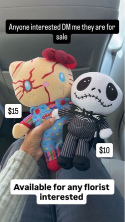 Horror Hello Kitty and Jack Skellington Plush Set
