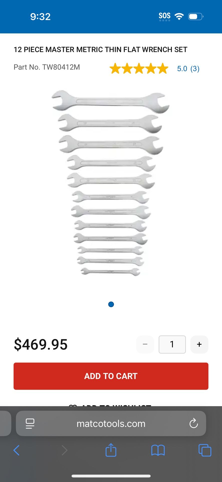 Matco 12 Piece Metric Wrenches (Milwaukee,Dewalt, Snap On