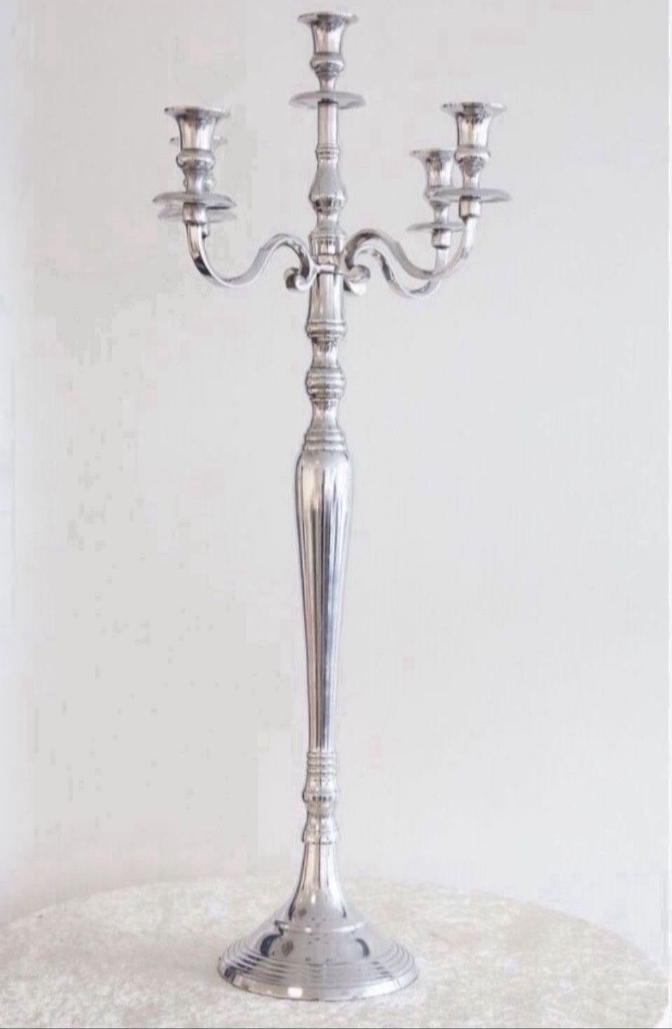 SILVER VENUS CANDELABRA 5 ARMS 3 SIZES WEDDING CANDLESTICK CENTREPIECE