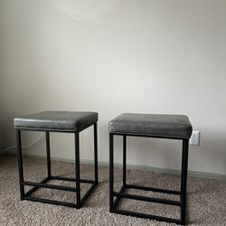 Gray Leather Barstools