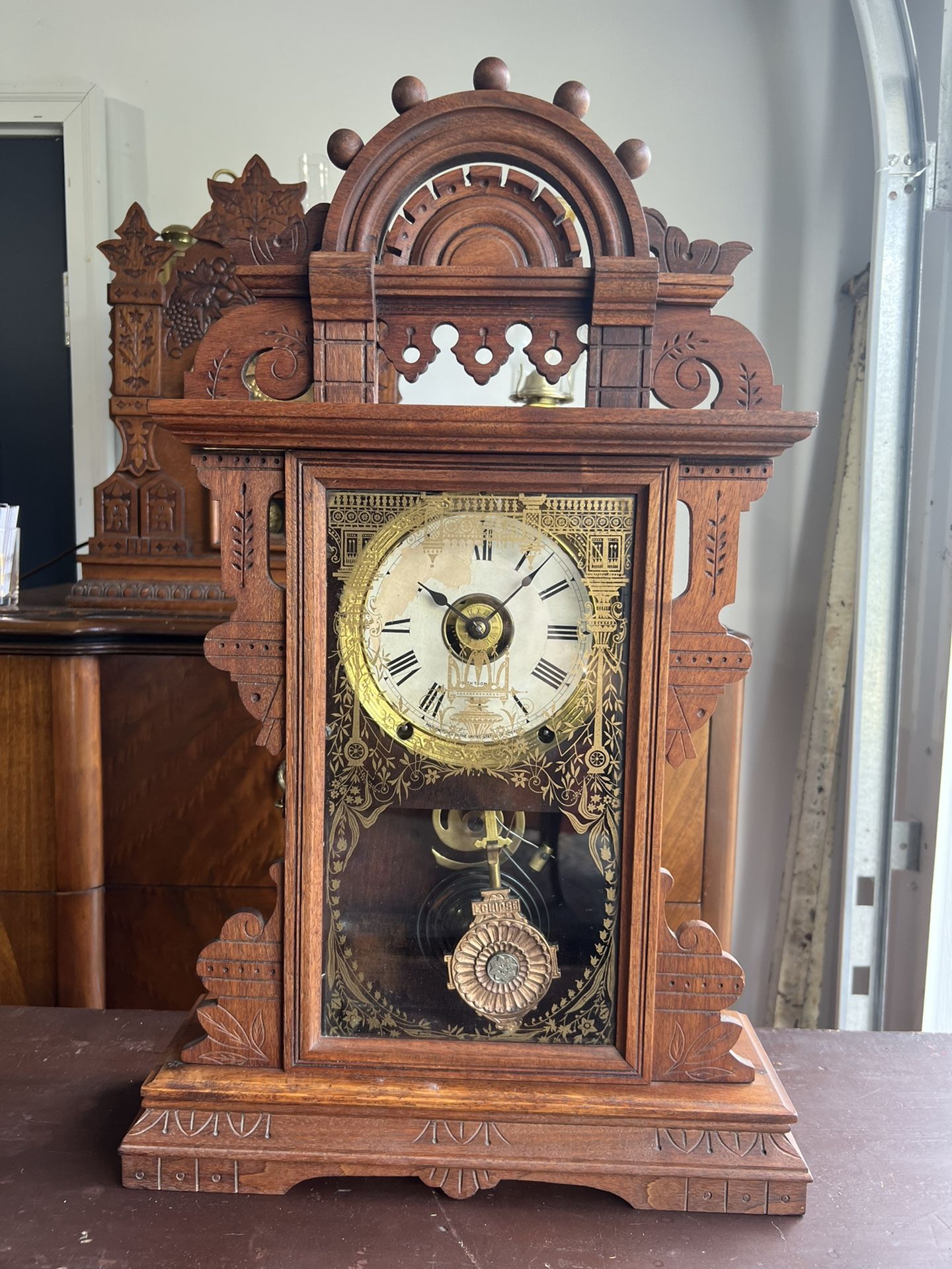Antique Eastlake Victorian Seth Thomas Clock, Time Strike and Alarm