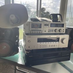 🎵 Vintage Yamaha / Panasonic / Onkyo Stereo System – Complete Set