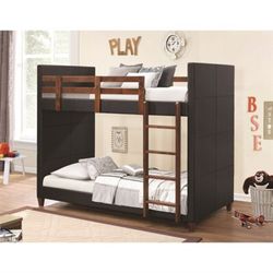 New! Twin-over-Twin Bunk Bed with Black Leatherette $39 Down (NO CREDIT CHECK FINANCING)