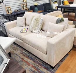 2pc Sofa set loveseat  & sofa, grey, ivory , dark grey, sage green