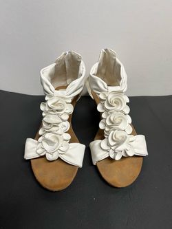 Gladiator sandal flat  w leather roses