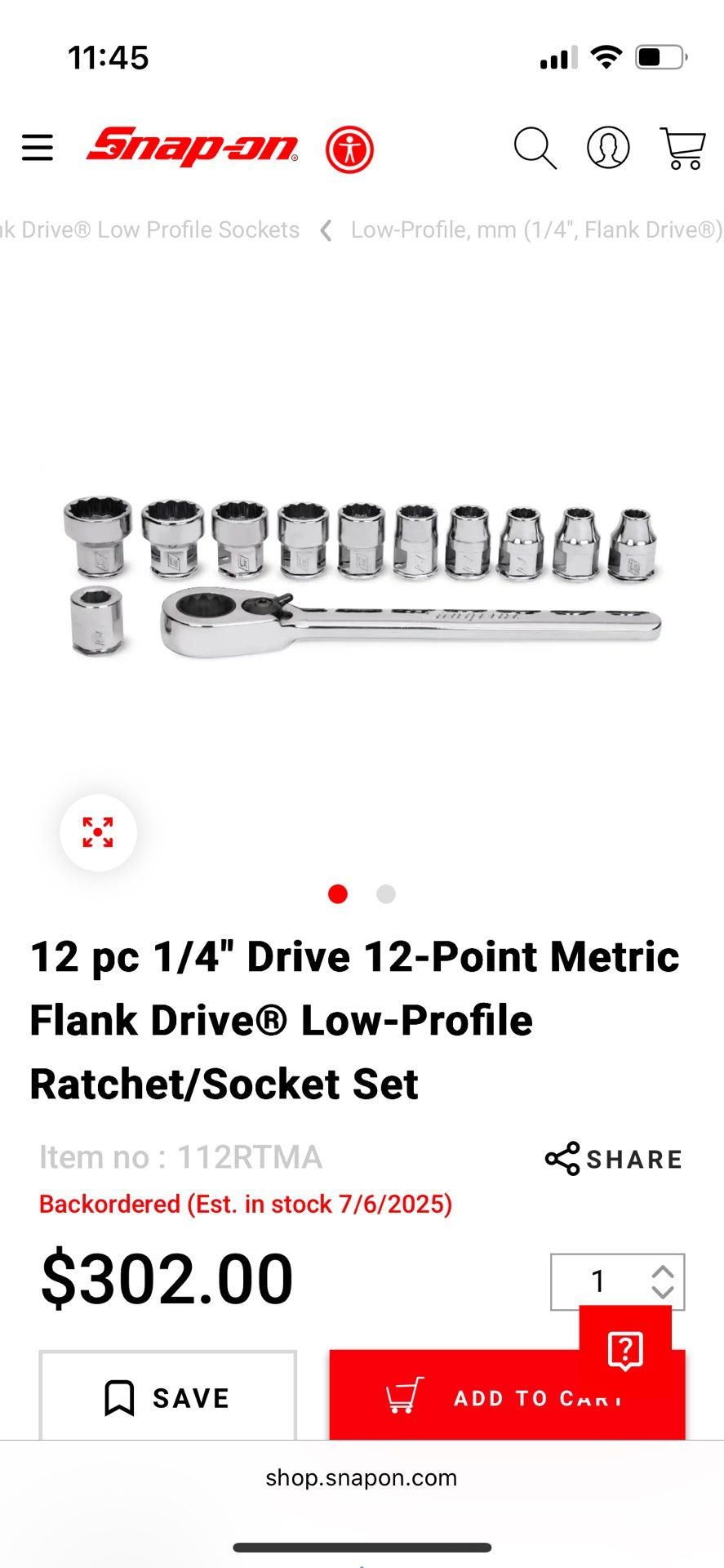 12 pc 1/4" Drive 12-Point Metric Flank Drive Low-Profile Ratchet 