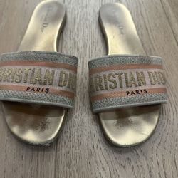 Christian Dior Canvas Printed Slides