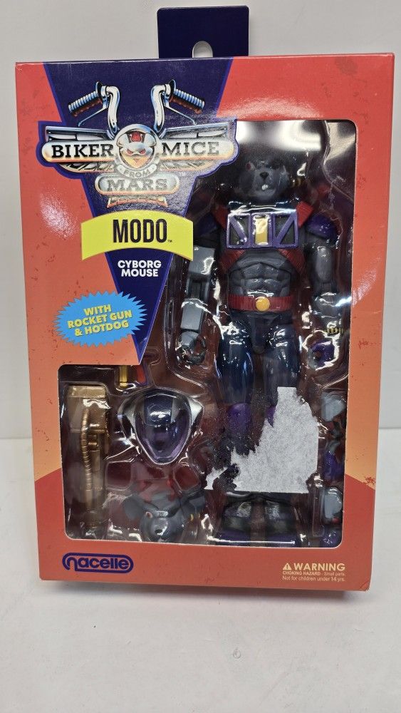 Biker Mice From Mars "Modo" 8" Action Figure by Nacelle Kids 80s Retro Toy 2024 Cyborg Mouse bike