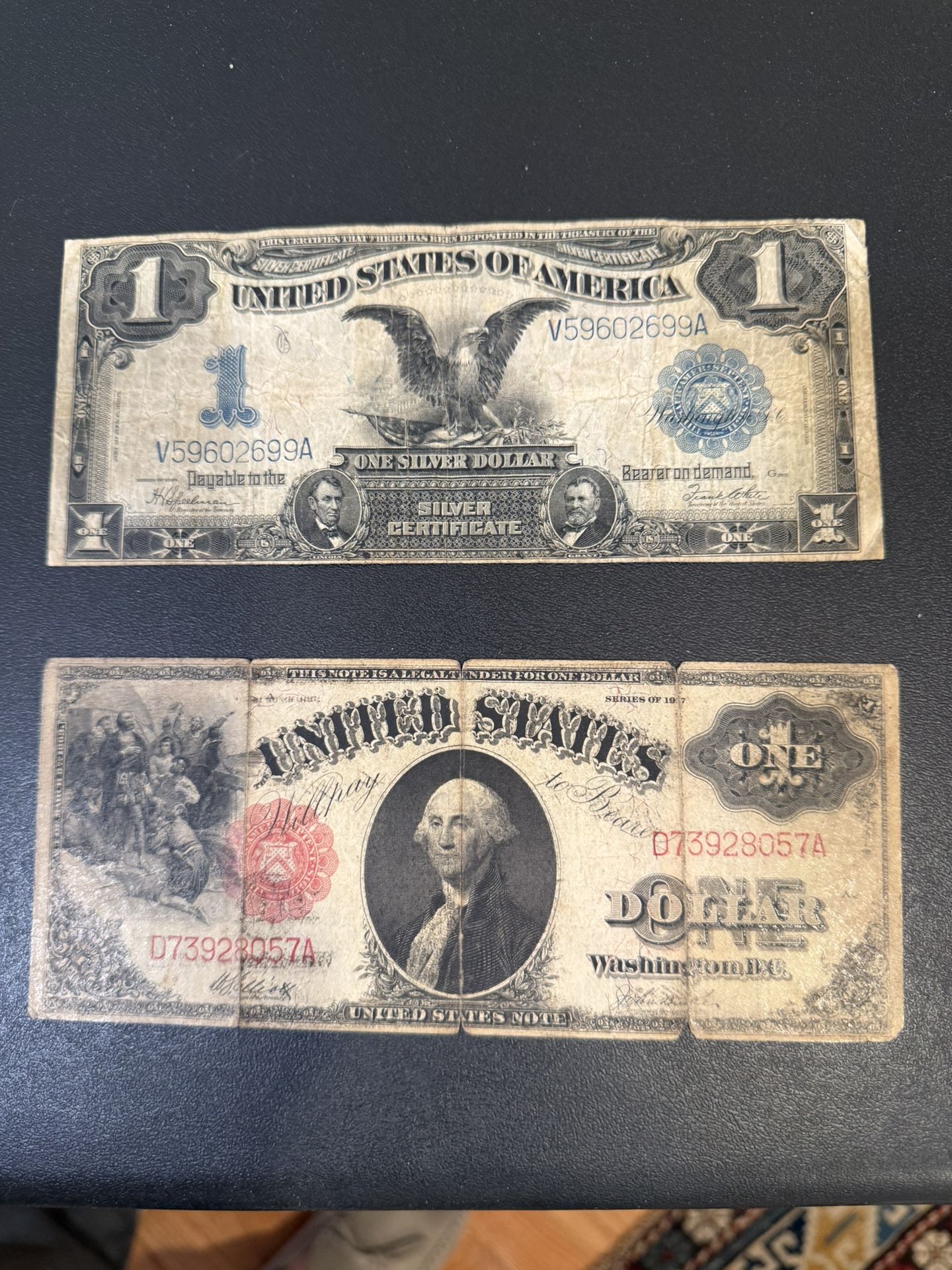 Two $1 US Currency Old Paper Money