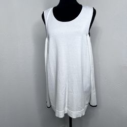 Calvin Klein White Textile with Logo Accent Shoulder Top  Size:L