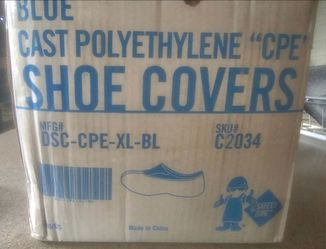 Box Of 300 CS, Blue Cast Polyethylene " CPE " Shoe Covers, DSC-CPE-XL-BL, C2034