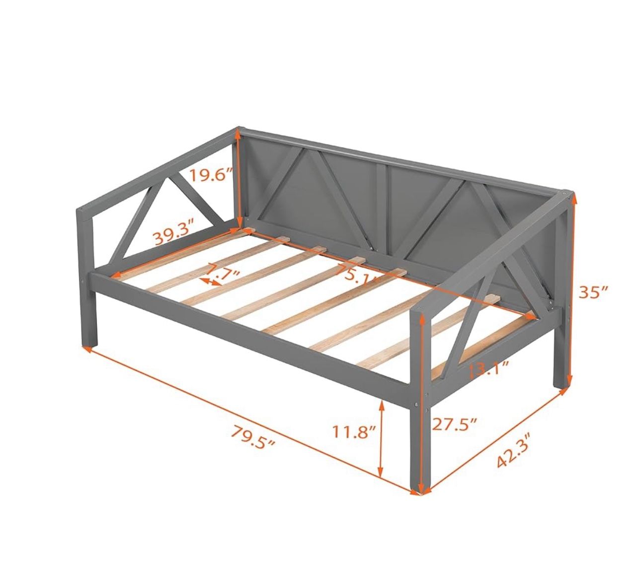Gray Day Bed W/ Plush Mattress
