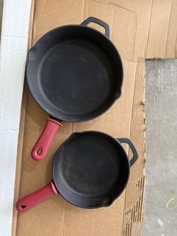 Two cast iron pans