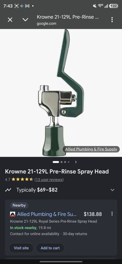 Krowne 21-129L Royal Series Pre-Rinse Spray Head features a 1.2 GPM low-flow water-saver