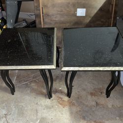 Marble Black Square End Tables 