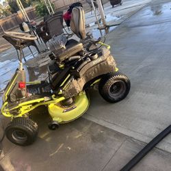 Ryobi Lawnmower Tractor Used Works Great Wheel Was Weld Beside That Everything Is Working  Comes With Charger I Could Tested Before Buying It 