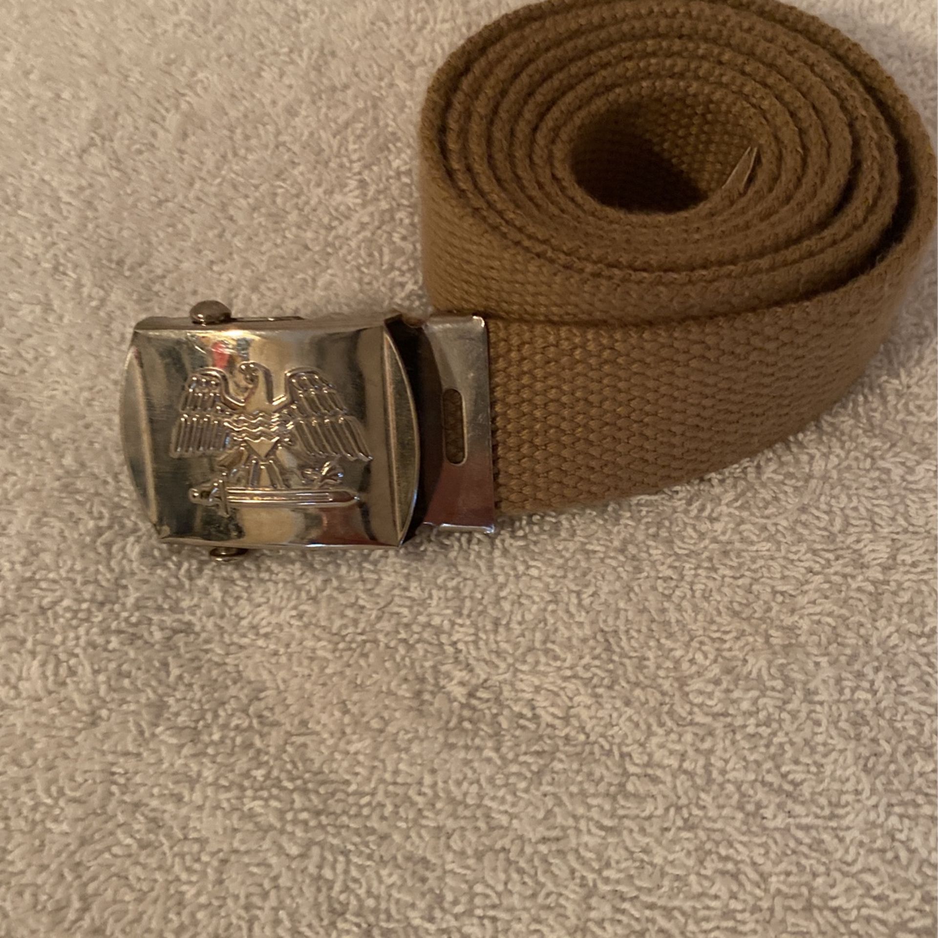 Military webbed belt with eagle buckle 48 inch Or less