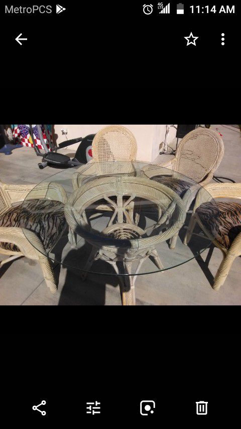 Brand new patio furniture with leopard chairs
