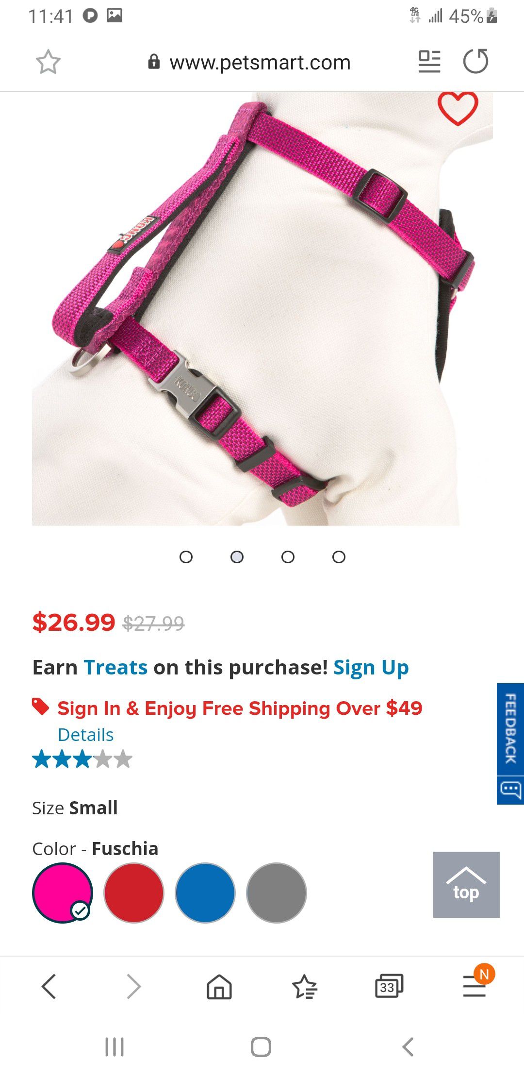 New Pink Dog Kong Harness