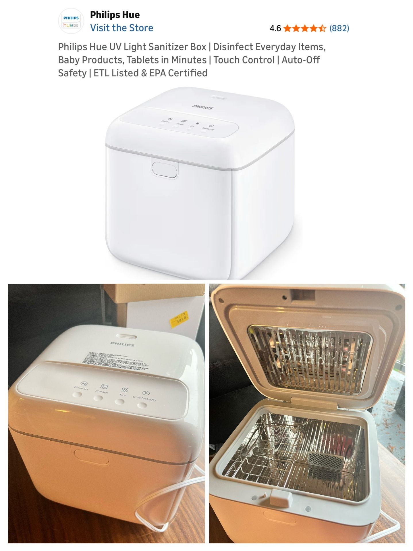 Unused Philips Hue UV Light Sanitizer Box | Disinfect Products in Minutes | ETL Listed EPA Certified