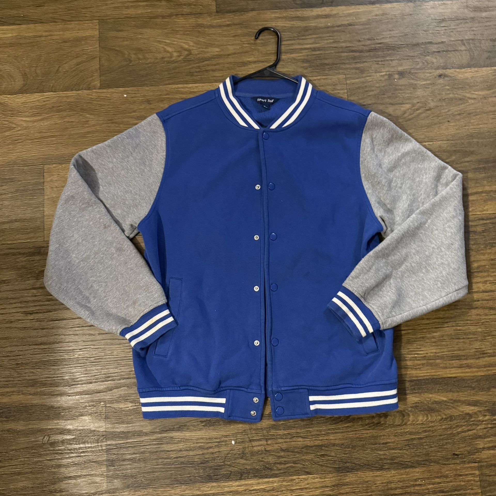Sport-Tek Mens Long Sleeve Fleece Letterman Jacket With Pockets Size Medium  