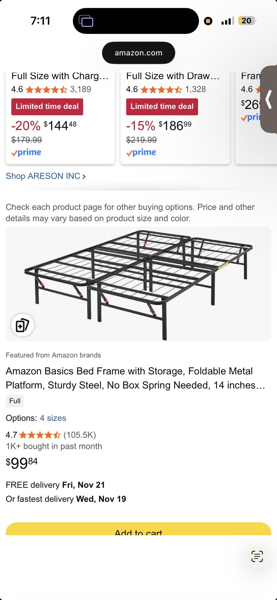 Foldable Metal Bed Frame Full Size