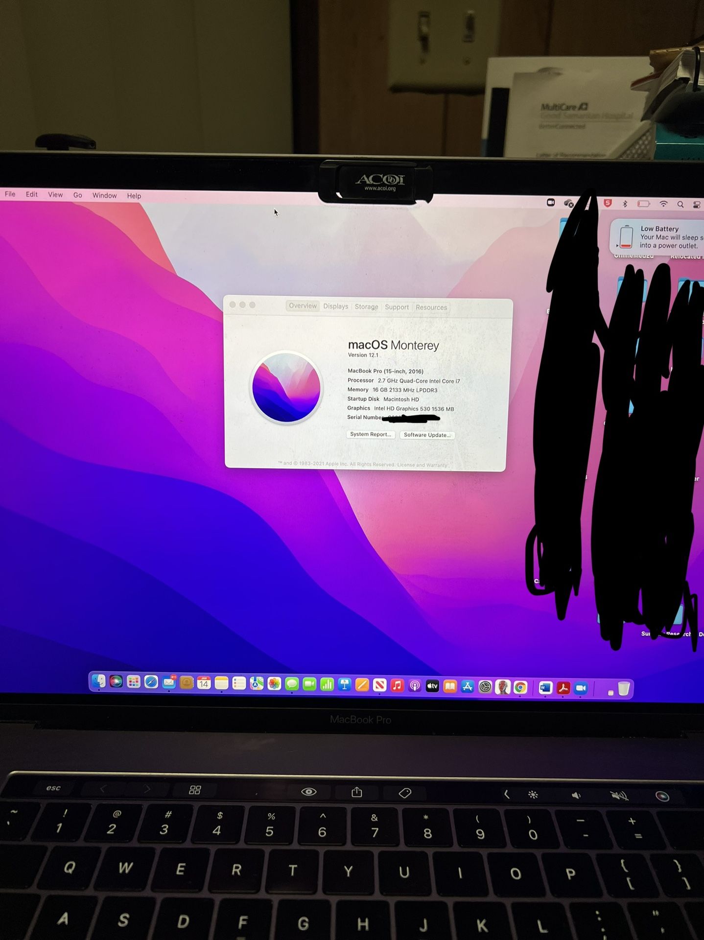 MacBook Pro 2016 15 Inch 2.7Ghz i7
