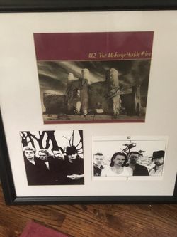 U2 One Of A Kind Picture Framed With All 4 Band Members Signature On Top Album Cover