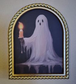 Black cats and ghost framed art